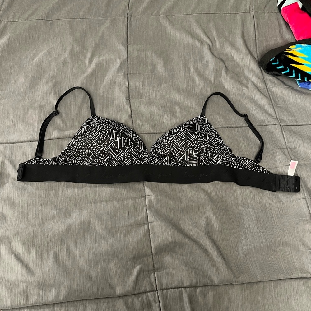 Pink wireless push up bra